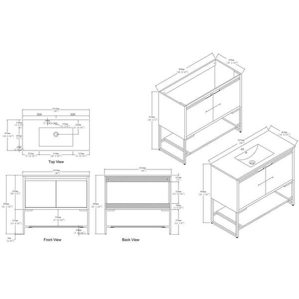 Beingnext 36" Bathroom Vanity with Sink, Freestanding Bathroom Vanity
